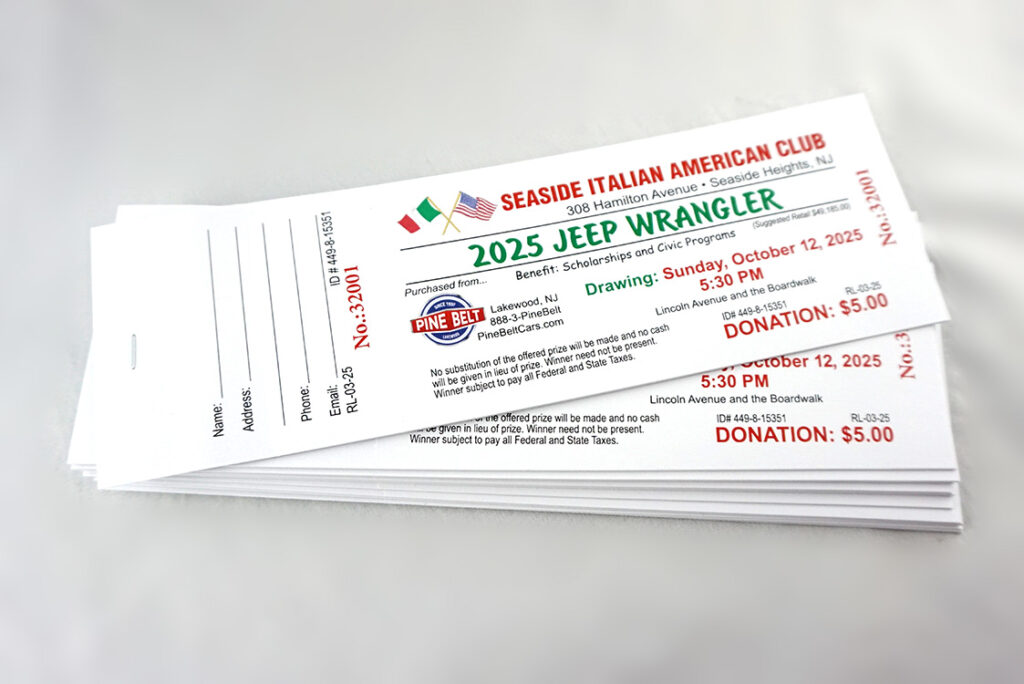 ticket printing in new jersey for raffles events and 5050 contests